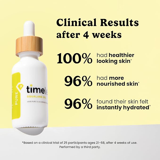 Timeless Skin Care Squalane Oil 100% Pure - Plant-Based Face Oil - Fragrance-Free - For Dry Skin - Moisturizing - 1 oz