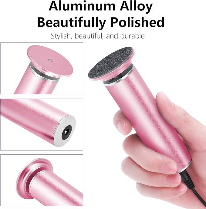 Electric Foot File Callus Remover for Feet, Adjustable Speed Foot Sander Grinder Professional Pedicure Tools for Dead Skin Heel Calluses with Replaceable Sandpaper Discs (Upgraded FCR-1 Pink)