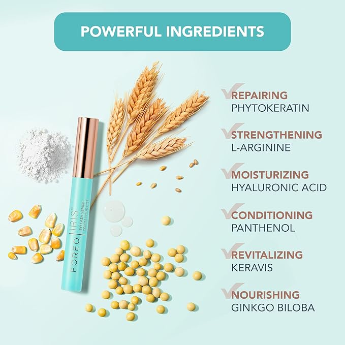 FOREO IRIS Eyelash Serum - Volume, Protection, Strength - Longer Lashes and Eyebrows - Concentrated Lash Serum for Eyebrow and Eyelash Growth- Phytokeratin, Arginine & HA - Fragrance Free - 0.15 fl.oz