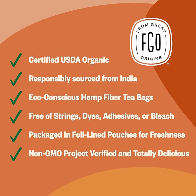 FGO Organic Assam Tea, 100 Count, Eco-Conscious Black Tea Bags, Resealable Bag, Packaging May Vary (Pack of 1)