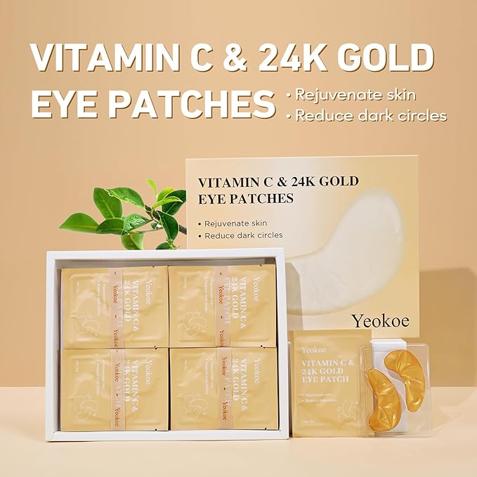 Under Eye Patches for Dark Circles,Puffy Eyes,20 Pairs Face Masks SkinCare With Vitamin C and 24k Gold
