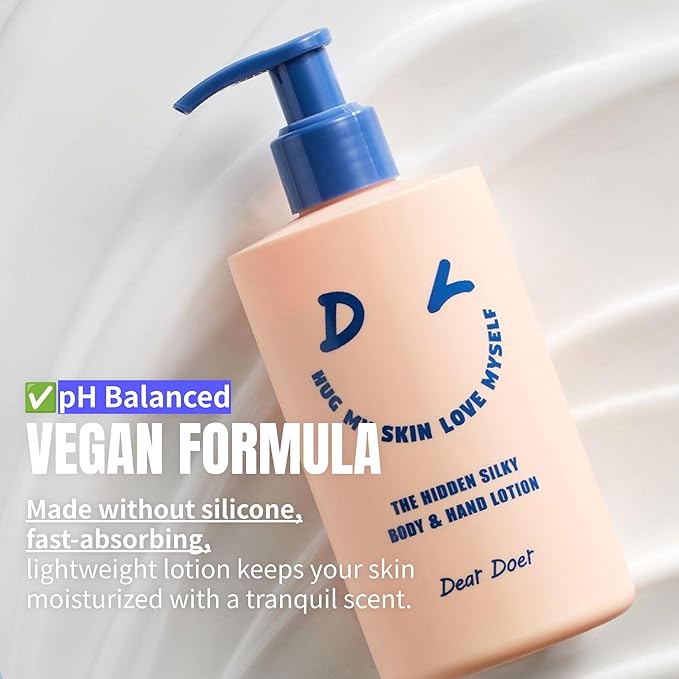 Dear Doer] The Hidden Silky Body & Hand Lotion | Vegan | 10.14 fl.oz - pH-Balanced, Non-Sticky Lotion, No Added Silicone, for Velvety Skin