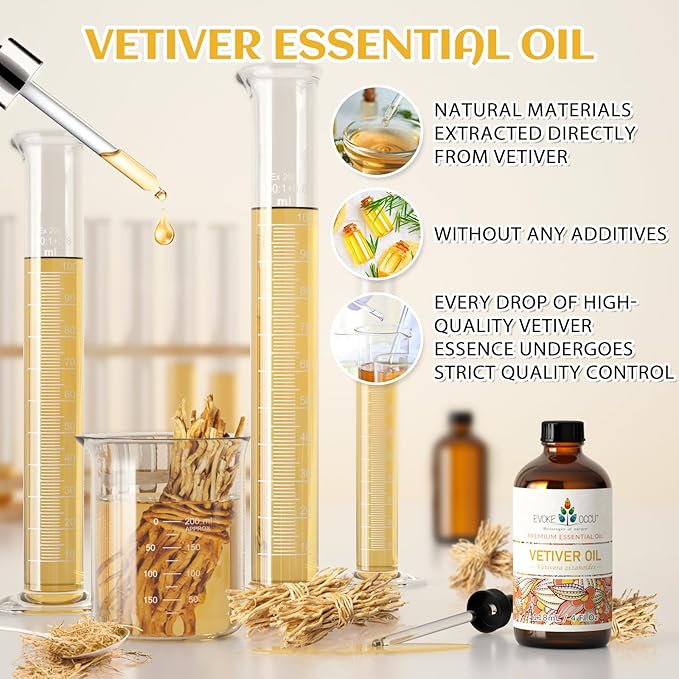 EVOKE OCCU Vetiver Essential Oil for Skin, DIY Candle Soap Making - 4 FL Oz