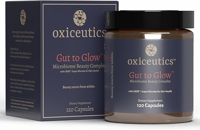 Gut to Glow – 120 Capsules - Probiotics for Skin - Supports Skin’s Youthful Appearance with Marine Collagen, hyaluronic Acid & astaxanthin