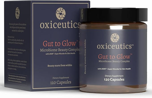 Gut to Glow – 120 Capsules - Probiotics for Skin - Supports Skin’s Youthful Appearance with Marine Collagen, hyaluronic Acid & astaxanthin