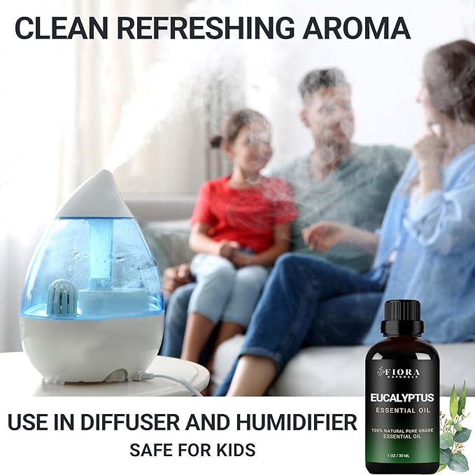 Eucalyptus Essential Oil - 100% Pure Eucalyptus Oil for Diffuser, Humidifier, Sinus, Cold, and Aromatherapy - Natural Eucalyptus Oil for Skin, Hair, Scalp and Massage
