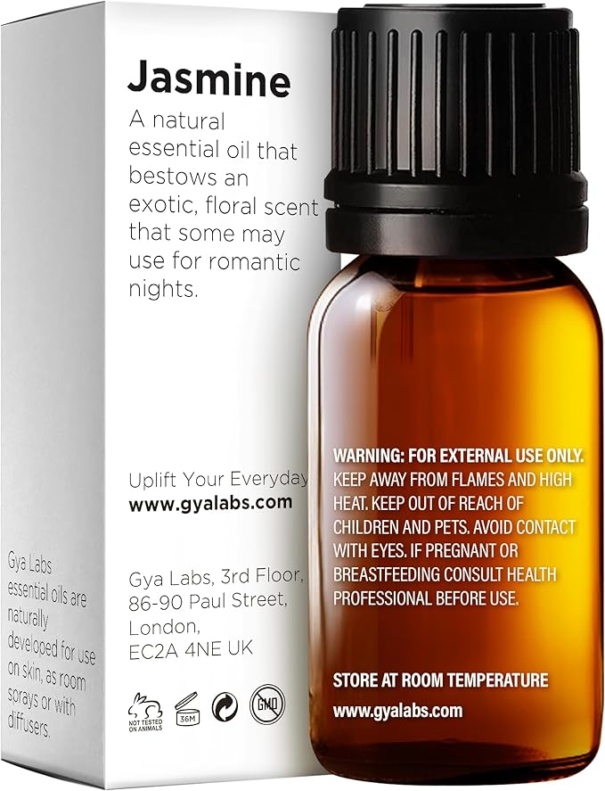 Gya Labs Jasmine Essential Oil for Diffuser - 0.17 Fl Oz - 100% Pure Natural Jasmine Oil for Skin, Hair, Body Massages Aromatherapy, Candle Making - Floral & Alluring Scent