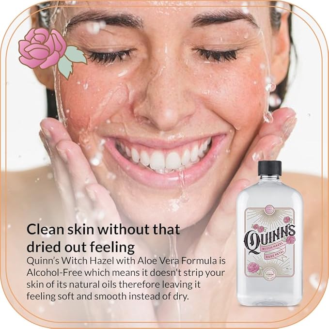 Quinn’s Alcohol Free Witch Hazel with Aloe Vera 16 Ounce (Rose)