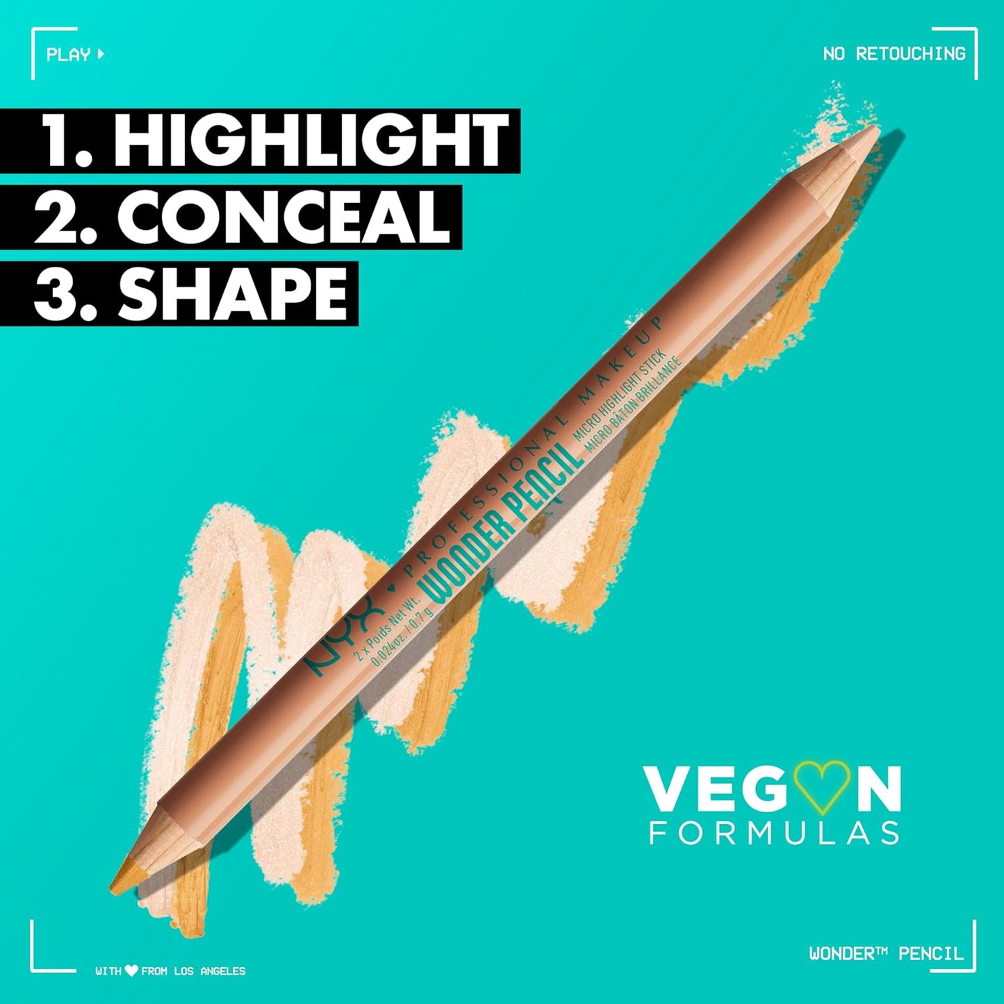 NYX PROFESSIONAL MAKEUP Wonder Pencil, Multi-Use Micro Highlighter & Concealer Stick - Warm Deep