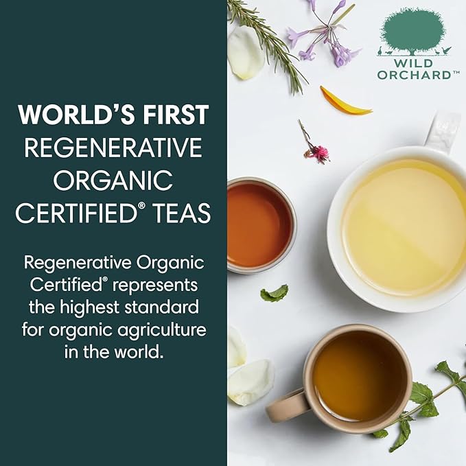 Wild Orchard Regenerative Organic Certified Flavored Green Tea - Sweet Sorbet (12 Tea Bags) - With Juicy Summer Fruits - Regeneratively Cultivated on Jeju Island in South Korea