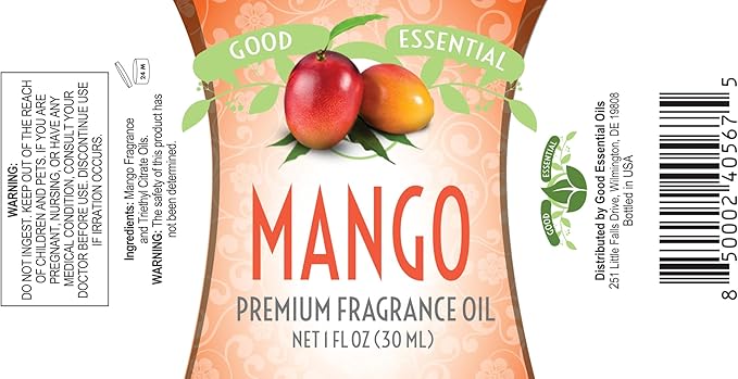 Good Essential Mango Fragrance Oil for Diffuser, Soap, Candles, Room Spray, Lotion & Body Butter - 1 fl oz (30 ml) - Mango Scent Oil