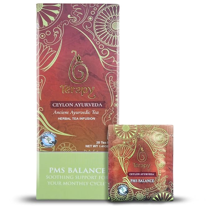 Térapy Ceylon's PMS Balance Tea For Women - 100% Natural Herbal Ingredients - Soothing Support for PMS Relief, Monthly Cycle Period Tea - Red Hibiscus, Cumin, Licorice & More Herbs