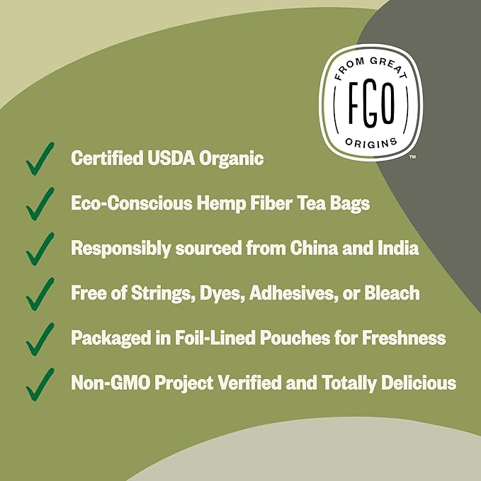 FGO Organic White Tea, 100 Count, Eco-Conscious Tea Bags, Resealable Bag, Packaging May Vary(Pack of 1)