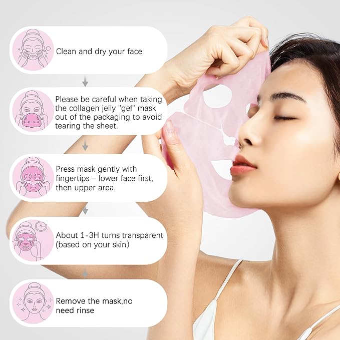 ISTON 4-in-1 Collagen Face Mask Set | Overnight Hydration & Anti-Aging Hydrogel Sheet Masks with Collagen, Hyaluronic Acid, Niacinamide, Peptides & Centella for Wrinkle Reduction& Glowing Skin
