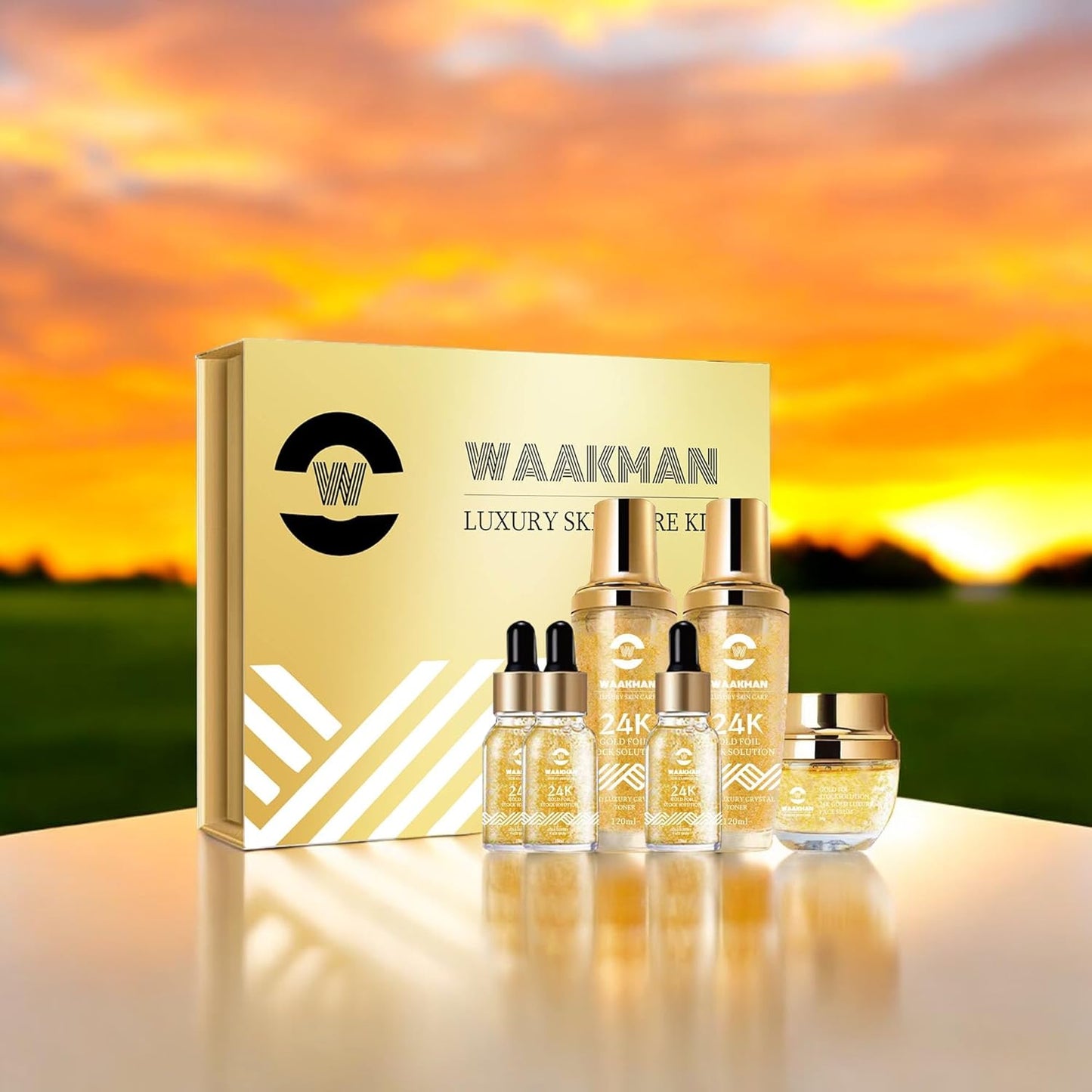 Luxury 24K Gold Moisturizing, Nourishing, Anti-Aging Moisturizer, Toner, Facial Cream & Serum Skincare Set