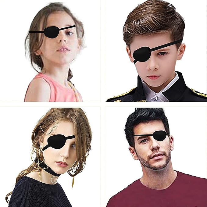 MYUBWTF Black Single Eye Mask, Pirate Skull Crossbone eye patch，Adjustable 3D Eye Patch for Adult and Kid (No Pattern)