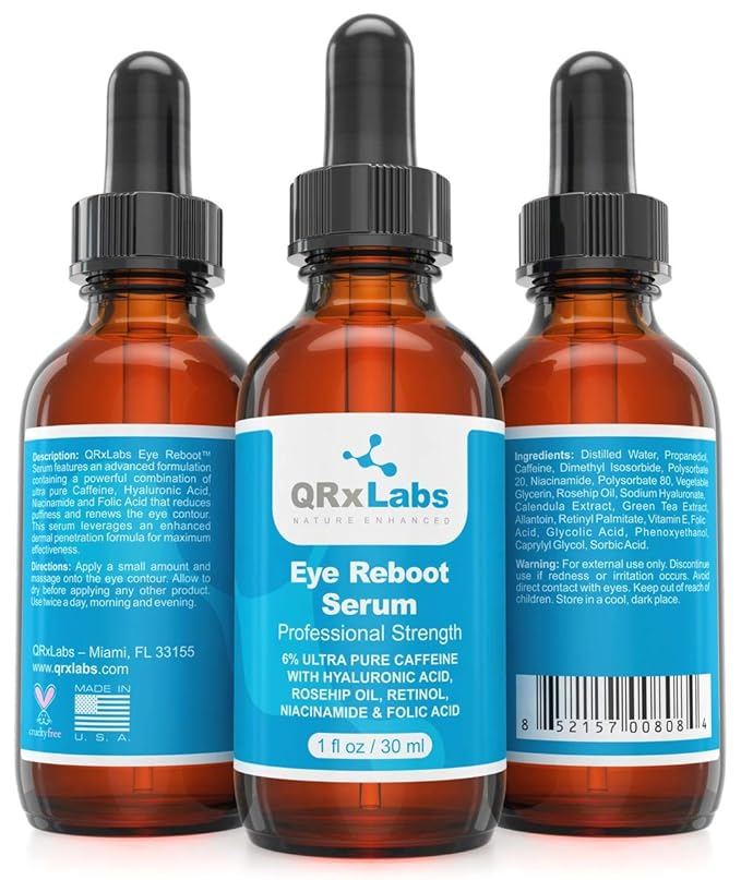 Eye Reboot Serum with 6% Caffeine, Hyaluronic Acid, Retinol & Niacinamide – Hydrating Formula For Delicate Eye Area – Helps Visibly Reduce Puffiness, Fine Lines & Dark Circles – Improves Skin Texture