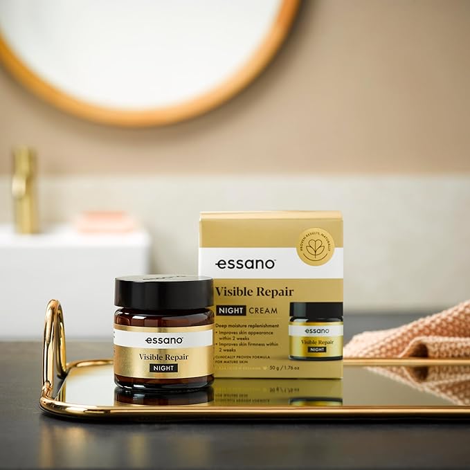 Essano Visible Repair Night Cream Face Moisturizer, Vitamin B3, Mature Skin Face Cream Supports Appearance of Fine Lines & Wrinkles, Cruelty Free, 50g