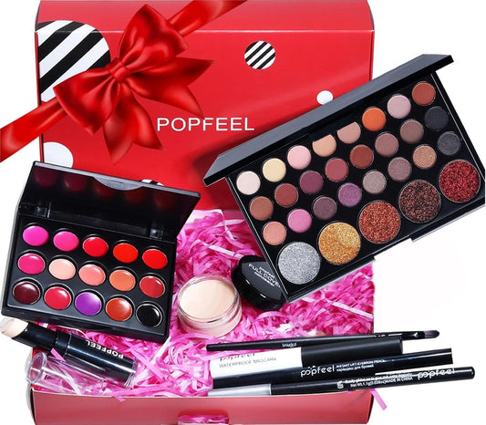 All in One Makeup Kit for Women Full Kit, Kit de Maquillaje para Mujer Included Shimmer 29 Colors Eyeshadow Palette, Brushes, Mascara, Eyeliner, Lipstick Palette, Contour Stick