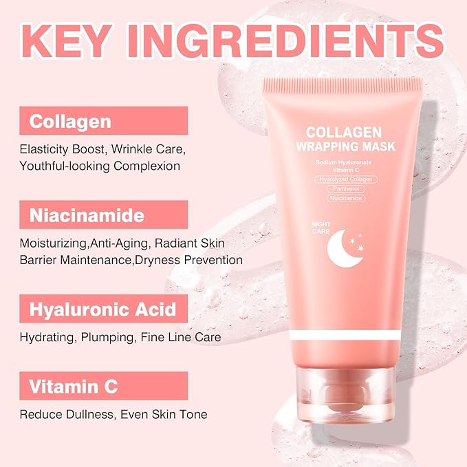 IREV Collagen Wrapping Mask, Peel Off Facial Mask, Face Masks Skincare, Face Mask For Women With Collagen, Vitamin C, Glass Skin Skincare, Reduces Dullness, Hydrating 80ml 2.71oz