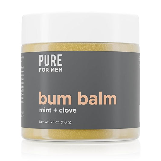 Pure for Men Bum Balm | Raw Lotion for Men | All Purpose Skin Hydration and Deodorizing Balm | Raw Shea Butter, Mint and Clove | 3.8 oz.