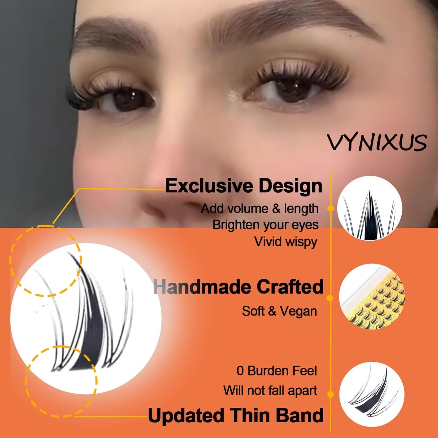 Lash Clusters Kit Eyelash Clusters Wet-Look DIY Lash Extension Kit with Lash Bond and Seal Waterproof Eyelash Tweezers Cluster Eyelash Extensions Kit (Set Fairy-0.07D-Mix8-16)