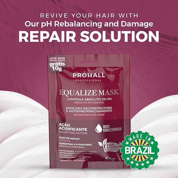 Prohall Cosmetic Deep Conditioning Brazilian Ampule for Extremely Damaged Blonde Hair & PH Stabilizing Equalize Hair Mask - Post Keratin, Coloring & Bleaching Treatment