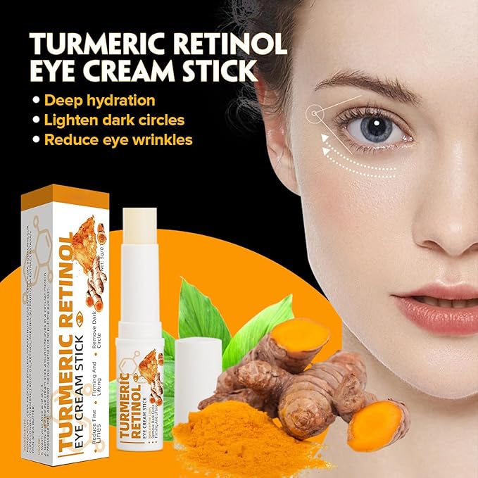 Retinol Eye Cream Anti Aging, Turmeric moisturizer Eye Balm Stick Hydrating Retinol Eye Cream Stick for Dark Circles and Puffiness Fine Lines 5g