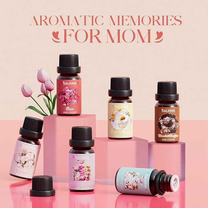 SALKING Fragrance Oil Gift Set for Mom, Premium Essential Oil for Diffuser, Scented Oil Gift for Mother's Day, Diffuser Oil for Soap & Candle Making Scents, Set of 6 Aromatherapy Oil for Women