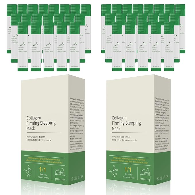 Collagen Face Mask Skin Care, Wash-Free Sleeping Facial Mask, Essential Lifting Firming Moisturizing Face Care Gel, Portable Packaging for Women(40 packs)