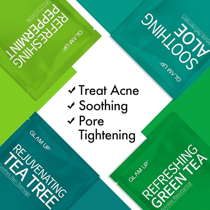 GLAM UP Premium Facial Sheet Mask 12 Combo (Pack of 12) | Clean Face Masks Skincare, Hydrating Face Masks, Moisturizing, Soothing, Beauty Mask For All Skin Type Variety Beauty Mask Set