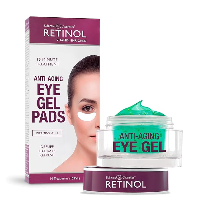 Retinol Anti-Aging Eye Gel Pads – Soothing Vitamin A Reduces Puffiness & Refreshes the Under Eye Area + Retinol Eye Gel - Reduces Puffiness & Dark Circles, Restores Elasticity.