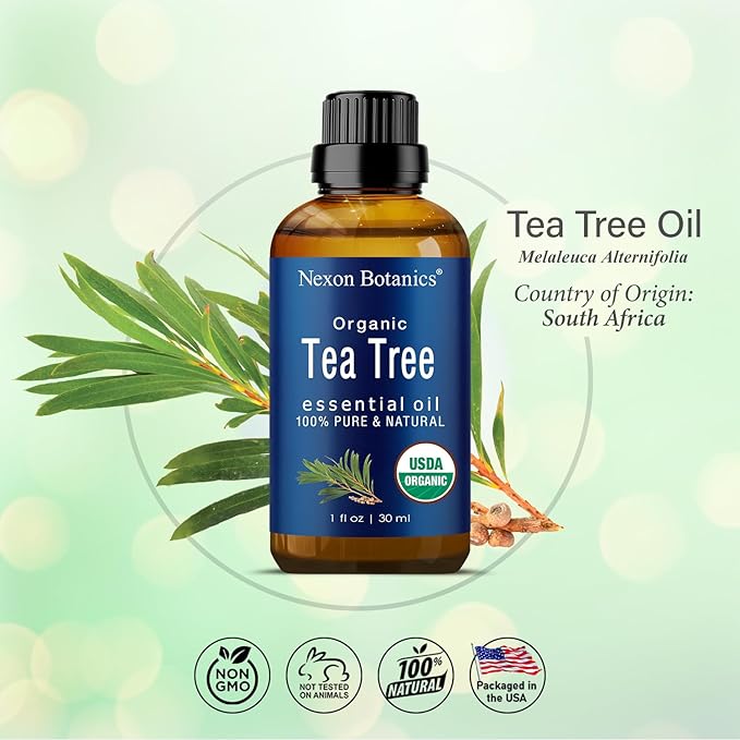 Organic Tea Tree Essential 30 ml – Pure, Natural Melaleuca Alternifolia Essential Oil for Skin, Face, Scalp, Aromatherapy & Diffusers – Nexon Botanics