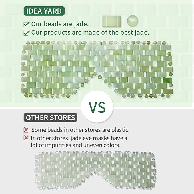 gemshan Jade Eye Mask 100% Natural Real Jade Stone Reusable Eye Mask for Hot & Cold Anti Aging，Headache and Migraine Relief Jade Mask for Women Men