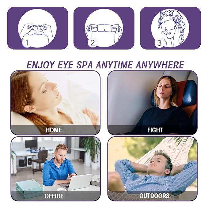 Steam Eye Masks for Dry Eyes, Heated Eye Mask Reduce Puffiness & Dark Circles, Hydrate & Soothe Tired Eyes, Travel Essentials, Business Trip, Party Favors, Lavender 20 Packs