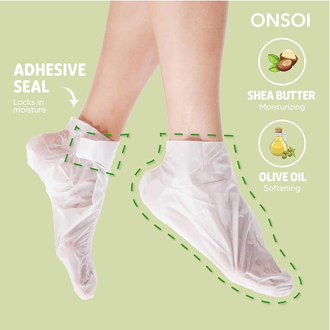 ONSOI 12PK Foot Masks for Soft, Smooth, Moisturizing Foot Mask for Dry Cracked Feet, Baby Feet - Coconut & Shea Butter (12PK Coconut & Shea Butter)