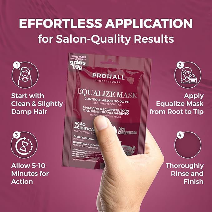 Prohall Cosmetic Deep Conditioning Brazilian Ampule for Extremely Damaged Blonde Hair & PH Stabilizing Equalize Hair Mask - Post Keratin, Coloring & Bleaching Treatment
