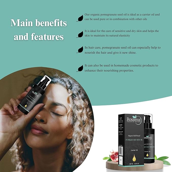 ORGANIC COLD PRESSED POMEGRANATE SEED OIL - 100% Pure - For Face, Skin.