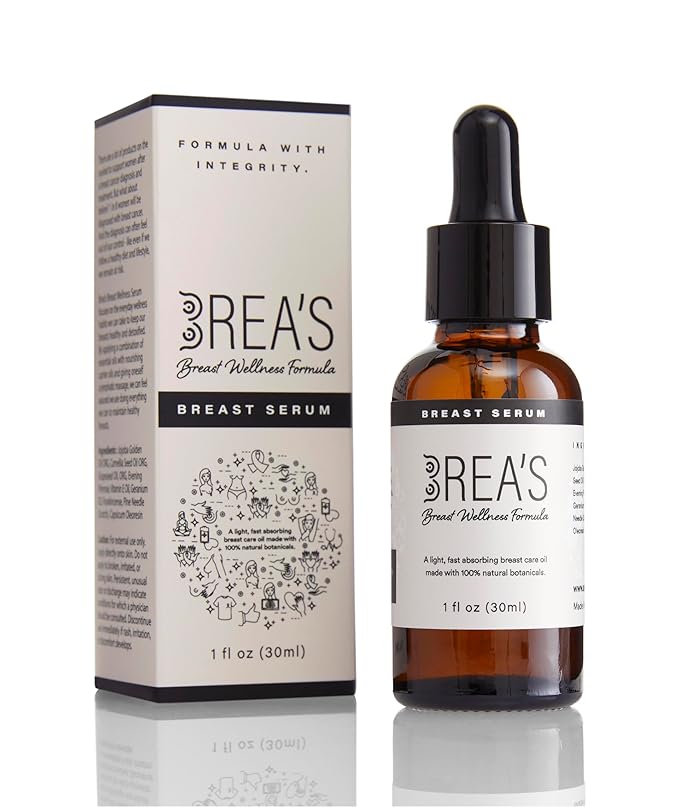 Brea's Breast Wellness Serum – Botanical Essential Oil Blend with Frankincense, Geranium, Evening Primrose & Jojoba for Soothing Massage & Skin Hydration – 1 fl oz