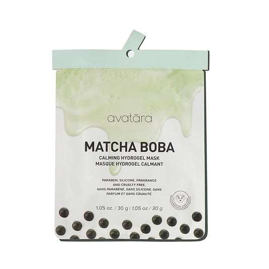 Avatara Matcha Boba Hydrogel Mask, Facial Masks Skincare Essential, 2-Piece Cooling & Hydrating Skin Care Mask with Multi-Hyaluronic Combo & Ceramides, 30 g, 1-Pack