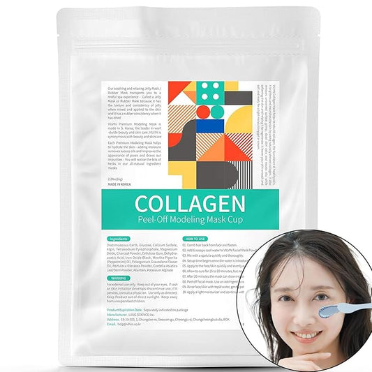 Redness Soothing Modeling Mask Pack - Cooling Peel off Jelly Mask Powder Pack - 2.2 lbs - Face mask skin care for Soothing and Pore Management - Korean Skin Care Set - Modeling pack (Collagen)