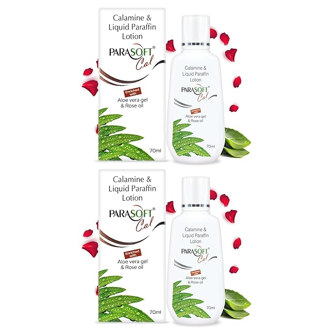 Cal Body Moisturizing Lotion With Calamine, Aloe vera And Rose Oil for Soothing, Restoring & Relief Irritating Rashes - 70 ml (Pack of 2)