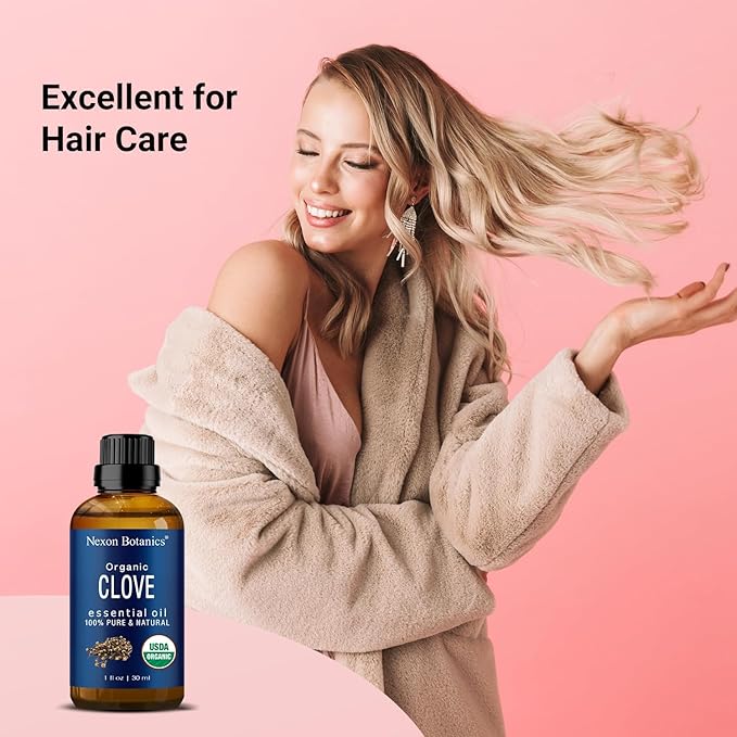 Organic Clove Essential Oil 30 ml - Pure, Natural, Undiluted for Toothache, Sore Muscles, Skin & Hair Care - Soothing Clove Bud Essential Oil - Nexon Botanics