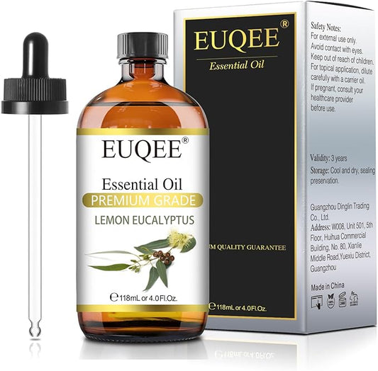 Lemon Eucalyptus Essential Oil Pure Lemon Eucalyptus Oil, Large Capacity Essential Oil with Glass Dropper for Diffuser, Candle Making - 118ml / 4 Fl.Oz