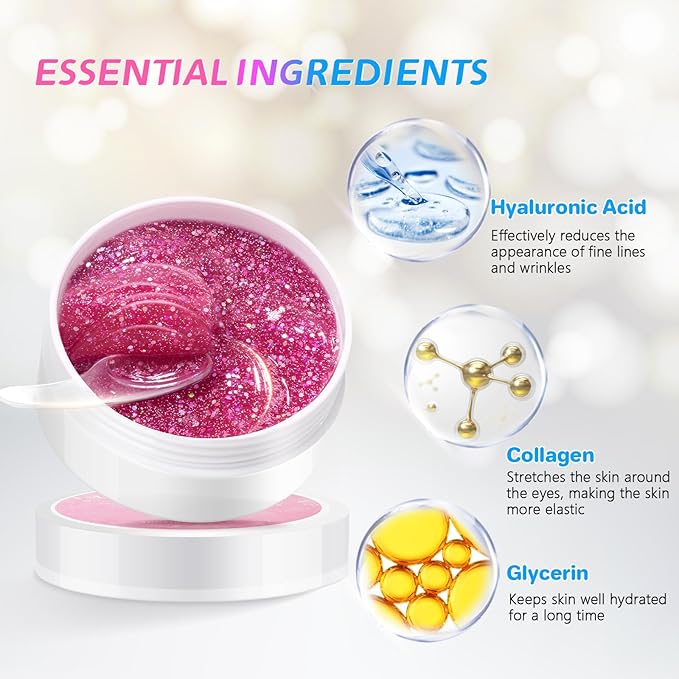 Vemofoper Under Eye Patches - 30 Pairs Collagen Under Eye Masks Anti-Aging Eye Mask for Face to Soothe Puffiness, Eye Bags and Wrinkles