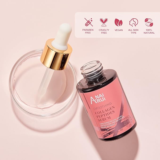 Collagen Peptide Serum with Hyaluronic Acid and Acetyl Hexapeptide-8, Face Plumping, Improve Skin Elasticity, Collagen Peptides Serum for Face 1 fl.oz