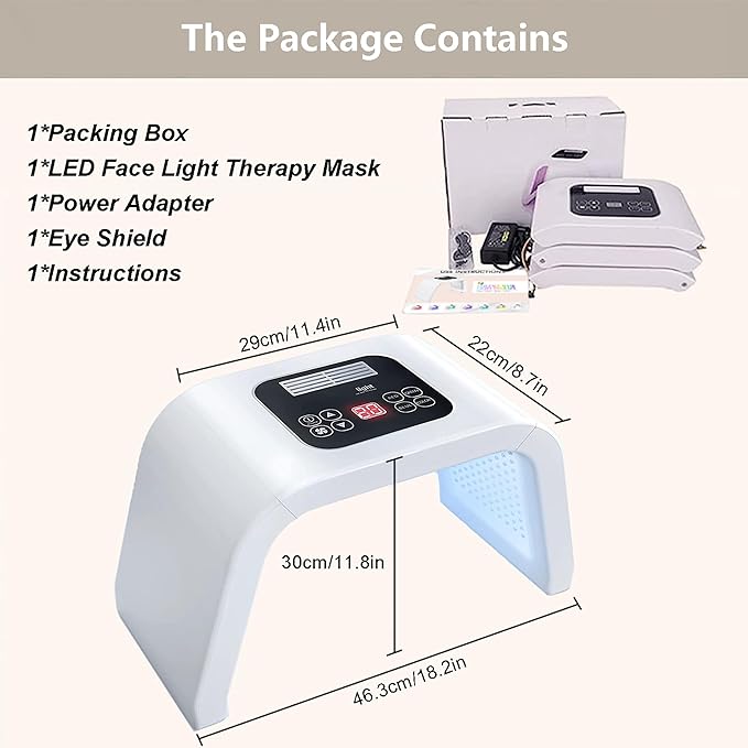 Led-Face-Tool，LED Light Therapy Facial Mask，7 in 1 Beauty Equipment for Skin Care at Home