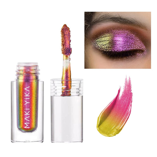 MAKI YIKA Glitter Eyeshadow Rose Pink Liquid Multichrome Eyeshadows Long Lasting, Metallic Chameleon Eye Shadow Smudgeproof Holographic Eye Topper Glitters (#5 Moonbow)