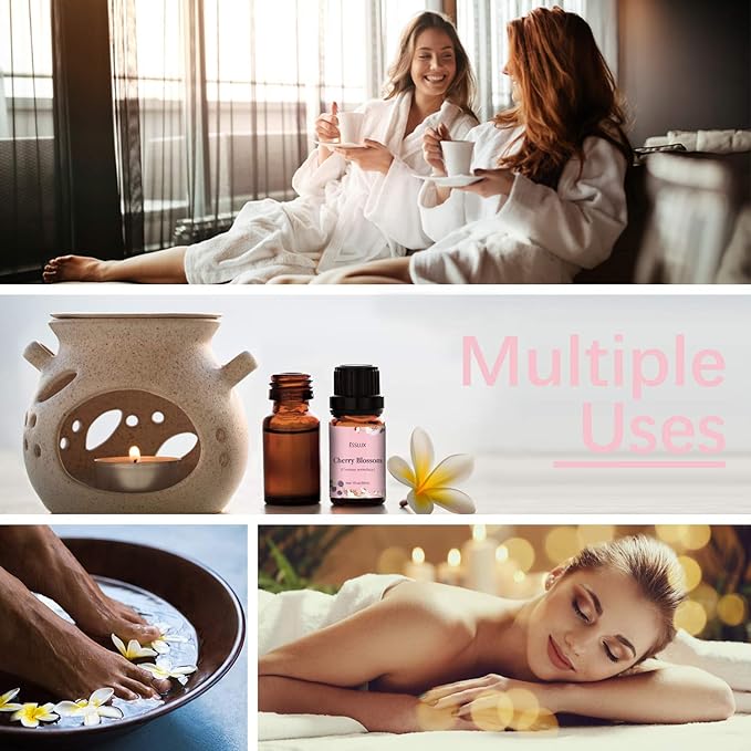 Cherry Blossom Essential Oil, ESSLUX Aromatherapy Oils for Diffuser, Massage, Soap, Candle Making, Perfume, 30 ml