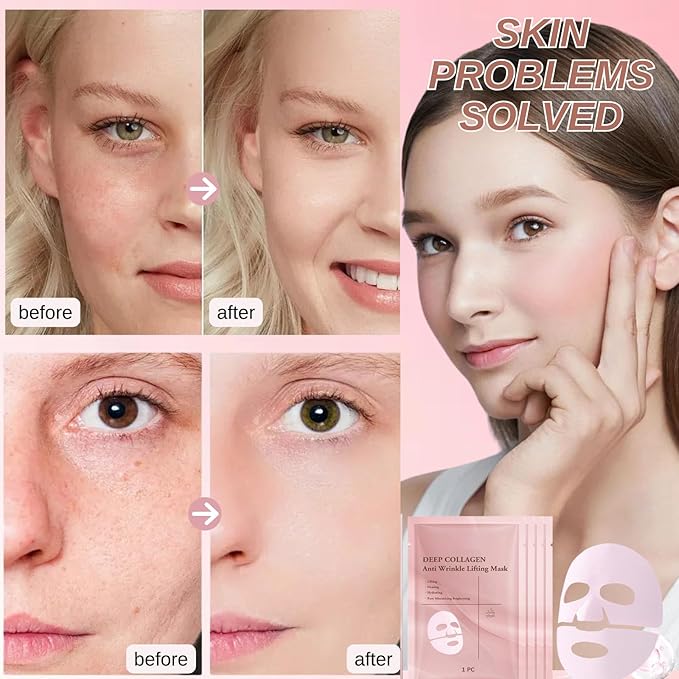 Collagen Overnight Face Mask - Face Mask Skin Care - Hydrating Face Masks for All Skin Types - Facial Masks for Women Skin Care - Deep Collagen Anti Wrinkle Lifting Mask - Spa Gifts for Women (4pcs)